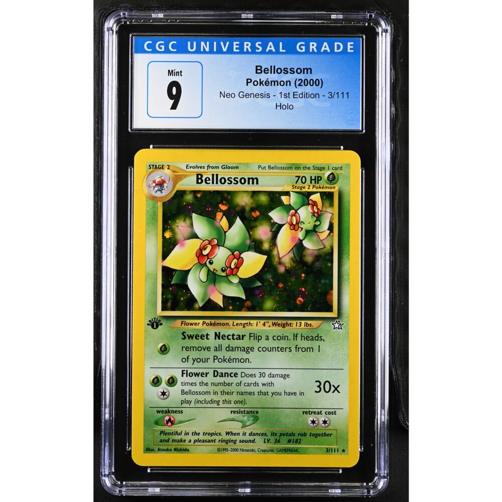 CGC 9 MINT Bellossom 1st Edition #3/111 Pokemon Neo Genesis Holo Rare Graded